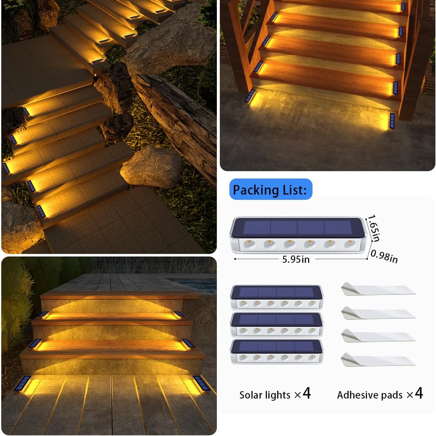 DetarZinLED Warm White Solar Step Lights 4 Pack: image 7