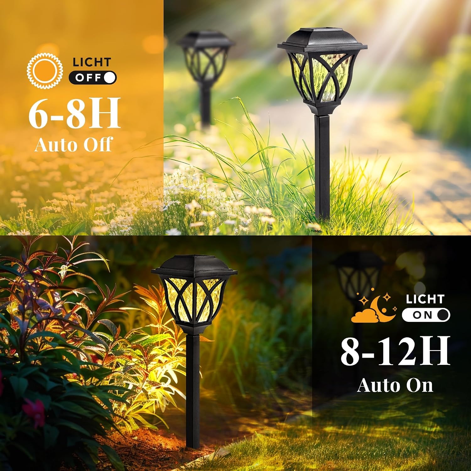 Solar Pathway Lights 6 Pack, Warm White LED Garden Path Lights: image 5