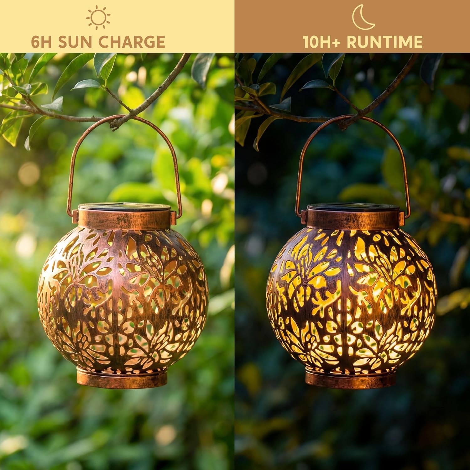 Joiedomi Flower Pattern Solar Lanterns 2 Pack: image 3