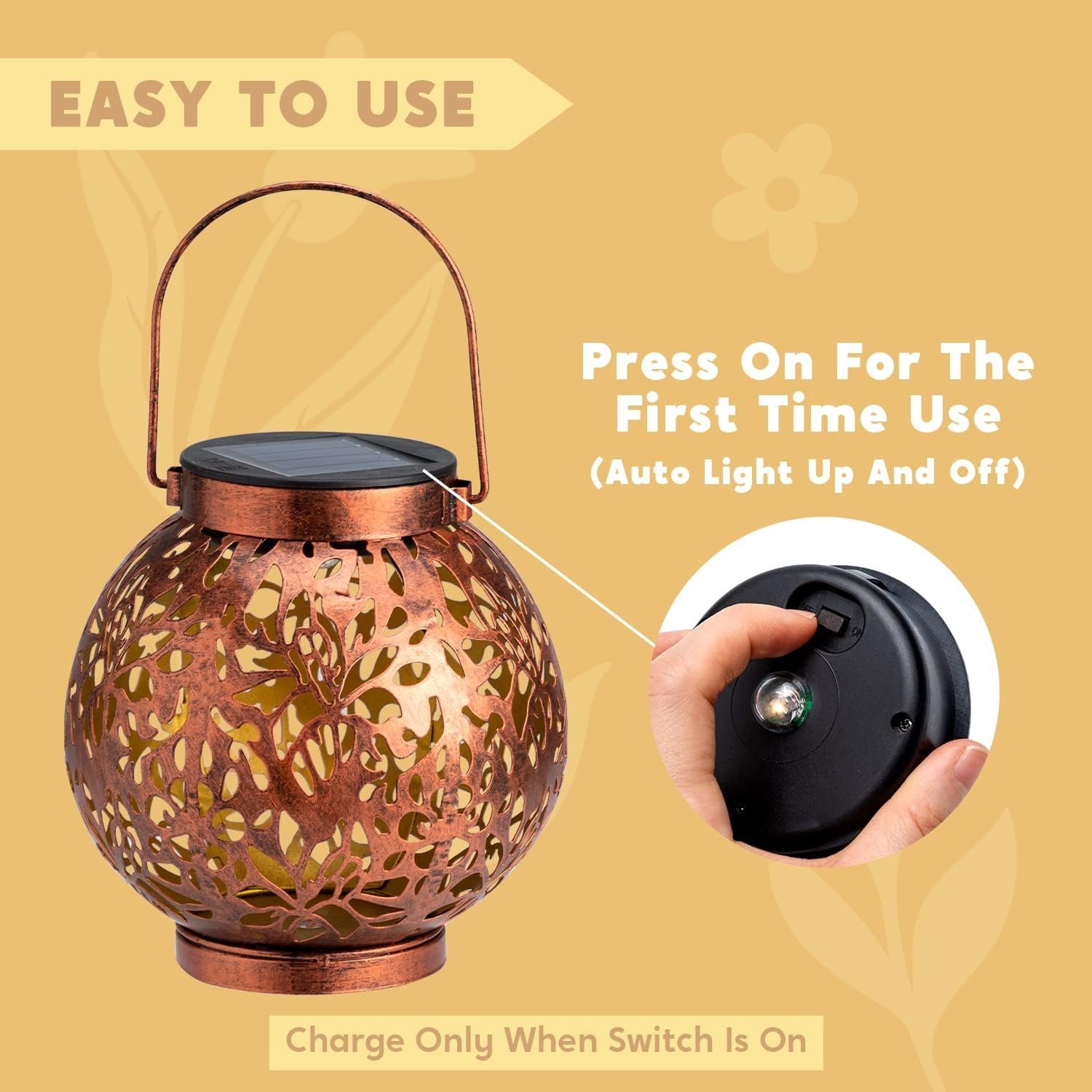 Joiedomi Flower Pattern Solar Lanterns 2 Pack: image 7