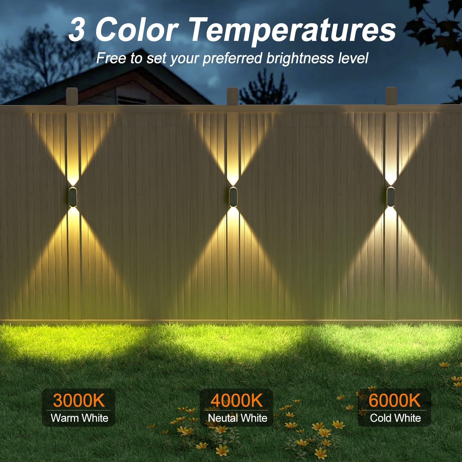ELLASAY Solar Fence Lights 8 Pack